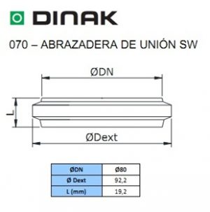 Abrazadera union inox simple pared 80 mm Dinak para chimenea