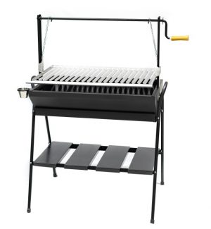Barbacoa de acero elevada SBA.BA.05V.960 de 1020x500x1250 mm con parrilla inox en V