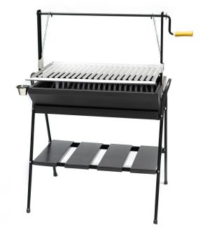 Barbacoa de acero SBA.BA.05 de 700x400x850 mm con rejilla en V y elevador