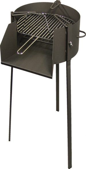 Barbacoa carbón-leña redonda de 50 cm de diámetro y 75 cm de altura
