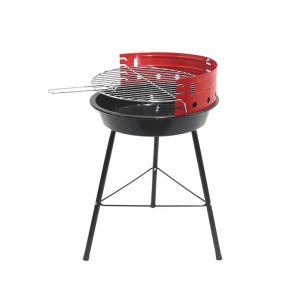 Barbacoa carbón redonda OPP de 35 cm de parrilla cromada compacta y económica|Barbacoa redonda OPP vista lateral|Barbacoa redonda OPP detalle parrilla
