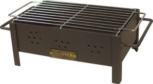 Barbacoa carbón rectangular de sobremesa con parrilla zincada de 31 cm