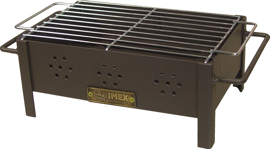 Barbacoa carbón rectangular de sobremesa con parrilla zincada de 31 cm