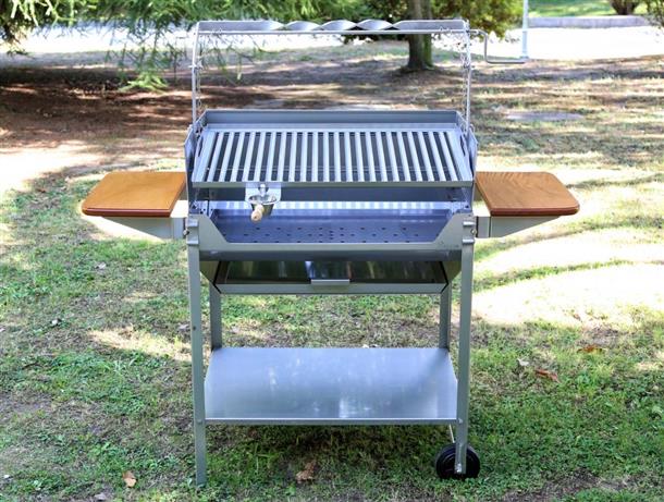 Barbacoa Inoxidable Deluxe BD-720 con Mesas de Madera y Protector de Viento - Imagen 3