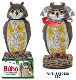 buho eolico pvc tamano real cabeza giratoria 360 grados ahuyentador pajaros