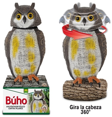 buho eolico pvc tamano real cabeza giratoria 360 grados ahuyentador pajaros