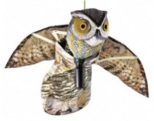 buho volador ahuyentador aves rotacion 360 grados ojos reflectantes