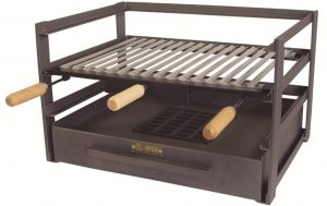 Cajón barbacoa con parrilla de acero inox de 57x41x35 cm para jardín