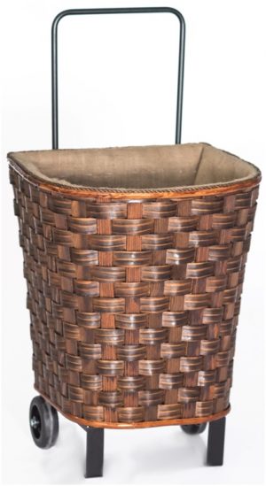 Cesta lena mimbre con ruedas Sbace25 de 55x45x70 cm para chimenea