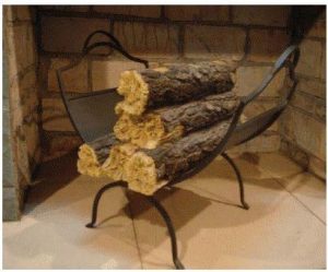 Cesta para lena Rustic plegable de hierro forjado negro mate 53x43 cm