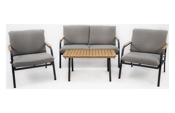 Conjunto cafe acero Milan para jardin o terraza de exterior