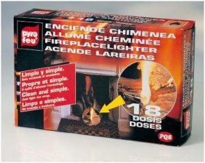 encendedor chimenea Pyro Feu 18 dosis caja de pastillas para encender estufas y barbacoas