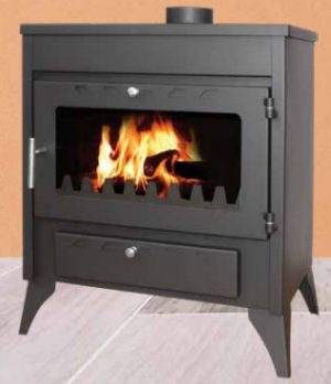 Estufa lena Capri Vertex Life 13 kW rendimiento 80 por ciento 240 metros cubicos