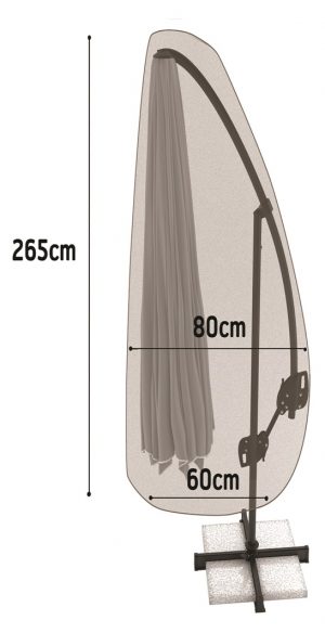 Funda parasol excéntrico color visón 265x80x60 cm para sombrilla de jardín