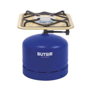 Hornillo gas Butsir Pop Classic HOBC0001 botella azul 907 3300 W|Detalle quemador hornillo Pop Classic Butsir HOBC0001|Hornillo Butsir Pop Classic HOBC0001 en uso exterior