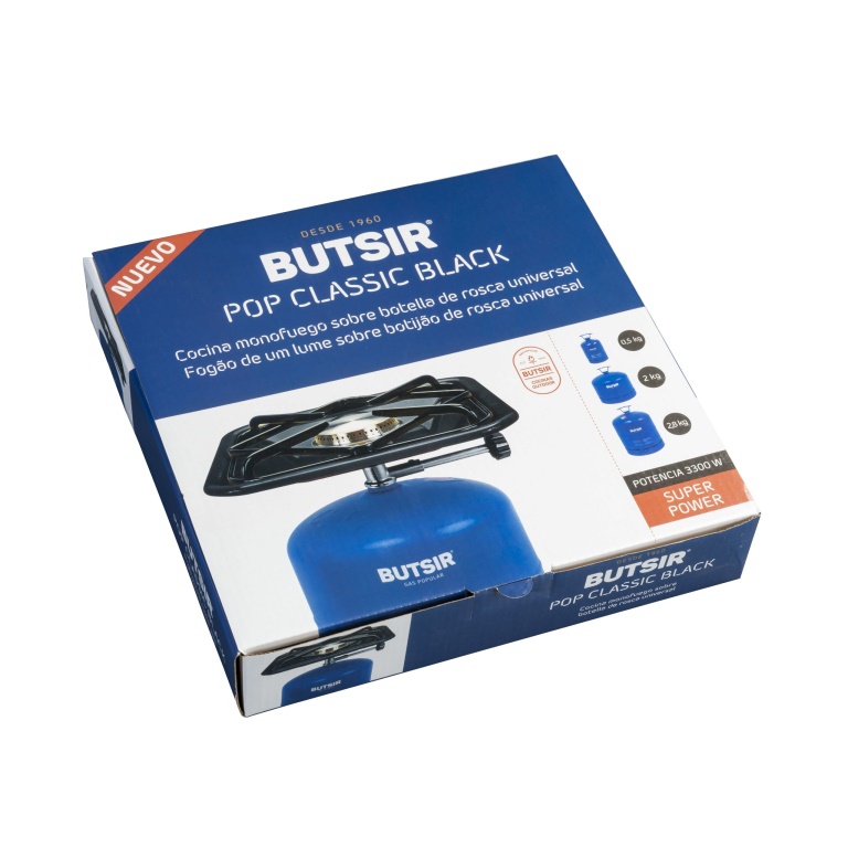Hornillo Gas Butsir Pop Classic Black HOBC0002 — 3300 W Botella Azul - Imagen 3