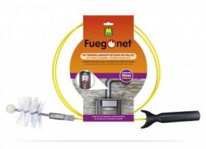 kit deshollinador pellet 80 mm Masso Fuego Net con cable de fibra de vidrio y escobilla de nylon