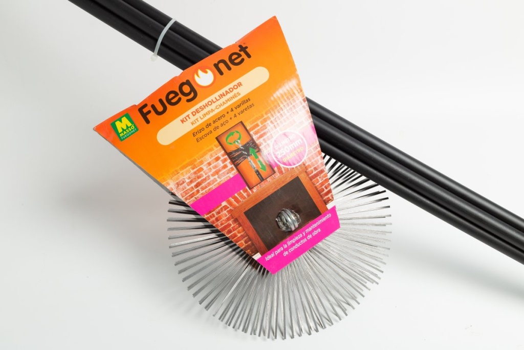 Kit Limpieza Chimenea Masso Nylon 250 mm — Erizo + 4 Varillas Fuego Net - Imagen 3