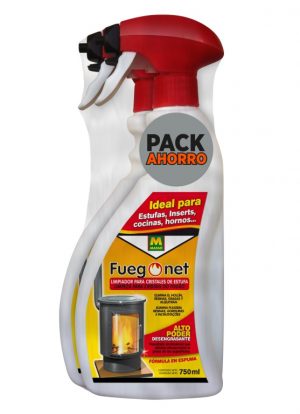 limpiaestufas espuma Masso 231431 pack 2 botellas con pistola dispensadora para cristales de estufa