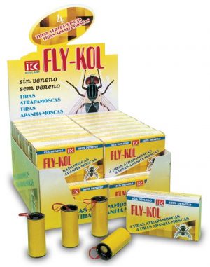 matamoscas fly-kol estuche 4 tiras adhesivas vista frontal