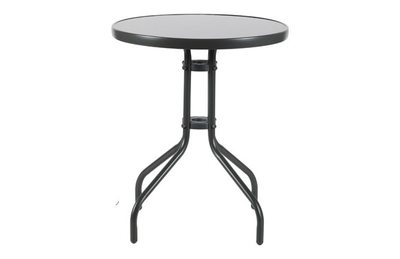Mesa acero cristal gris de 60 cm compacta para terraza y jardín
