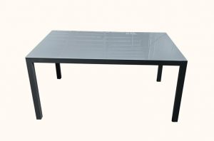Mesa jardín aluminio antracita con cristal gris de 150x90x72 cm