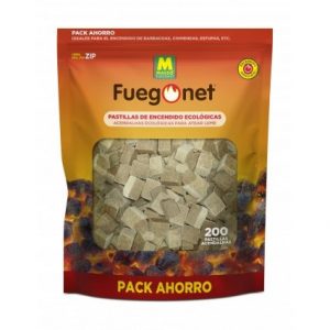 pastillas encendido ecologicas bolsa 200pz fuego net 231281n madera oleos vegetales