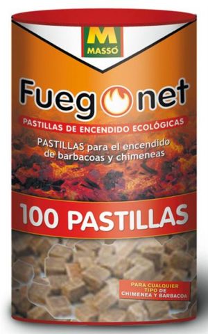 pastillas encendido ecologicas bote 100pz fuego net 231169 barbacoa chimenea