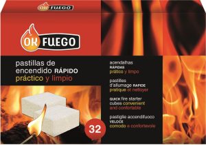 pastillas encendido rapido 32 unidades blancas para barbacoa y chimenea