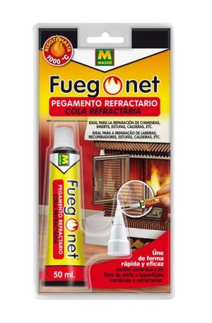 pegamento refractario Masso Fuego Net 50 ml color gris de alta temperatura para estufas y chimeneas