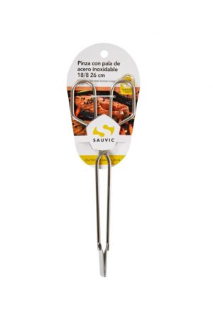 Pinza-pala barbacoa corta inox 4466 de Sauvic en acero inoxidable