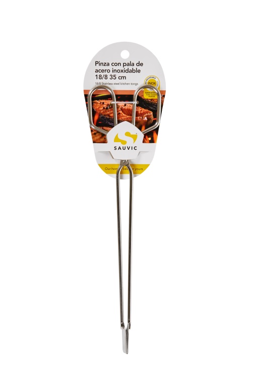 Pinza-pala barbacoa larga inox 4468 de Sauvic en acero inoxidable