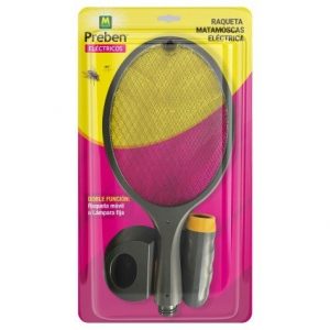 Raqueta eléctrica insectos 231677 recargable con base de soporte