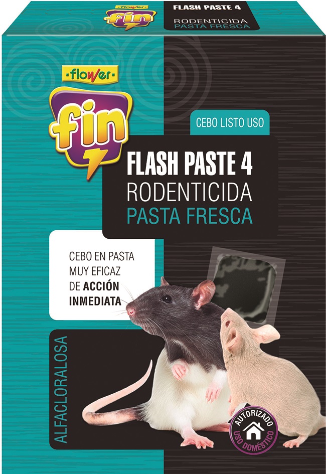 Raticida efecto inmediato 120 gr Flower para ratas y ratones