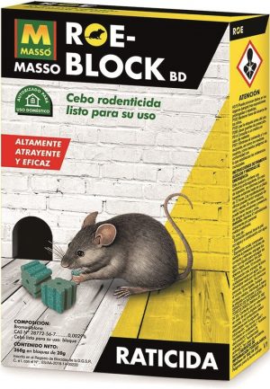 Raticida Roe Block 260 g cebo en bloque para ratas y ratones
