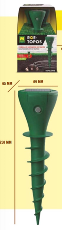 repelente topos vibracional roe-tornillo 3 unidades protege 650 m2 jardin