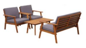 Set madera Danubio FR-129 en acacia con sofas y mesa baja para jardin chill out