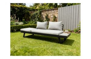 Sofá tumbona aluminio Verona para terraza y jardín|Sofá tumbona Verona de aluminio vista lateral|Sofá tumbona aluminio Verona en posición de descanso