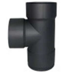 Te con tapon negro mate 90 grados 110mm para estufa leña Ecodesign registro