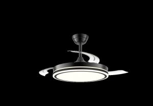 Ventilador techo retráctil negro 48W plafón Cristalrecord 85-100-42-180